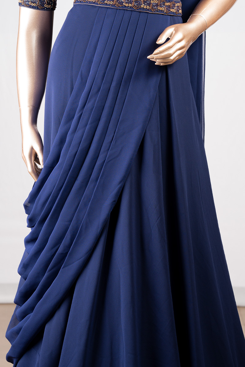 Drape/ Gown Navy Blue saree. | Mohini